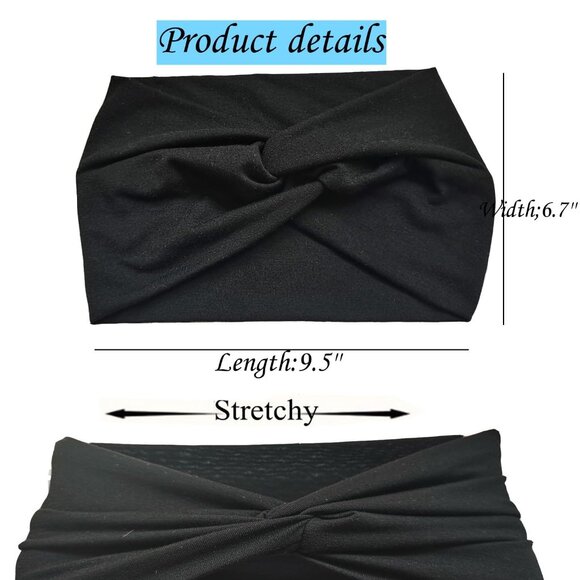 Set of 2 Extra Wide Knotted Turban Headbands for Women - Fashionable & Stretchy - Picture 2 of 7